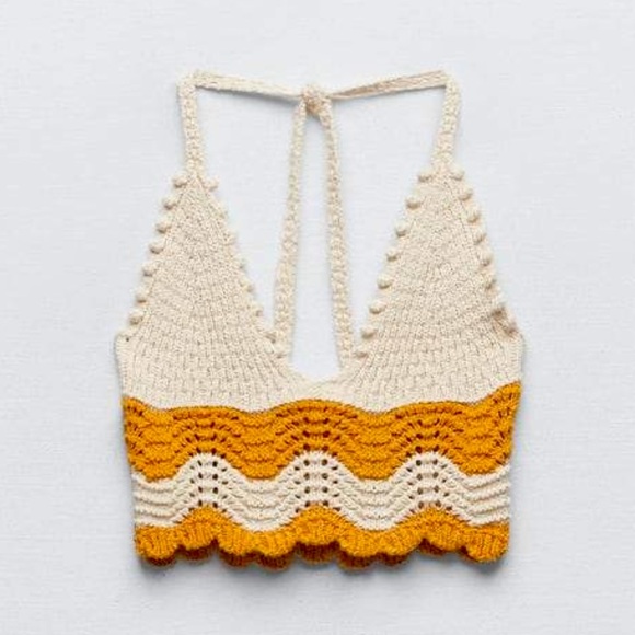 Zara Crochet Crop Top Sz. Large NWT - Picture 2 of 9